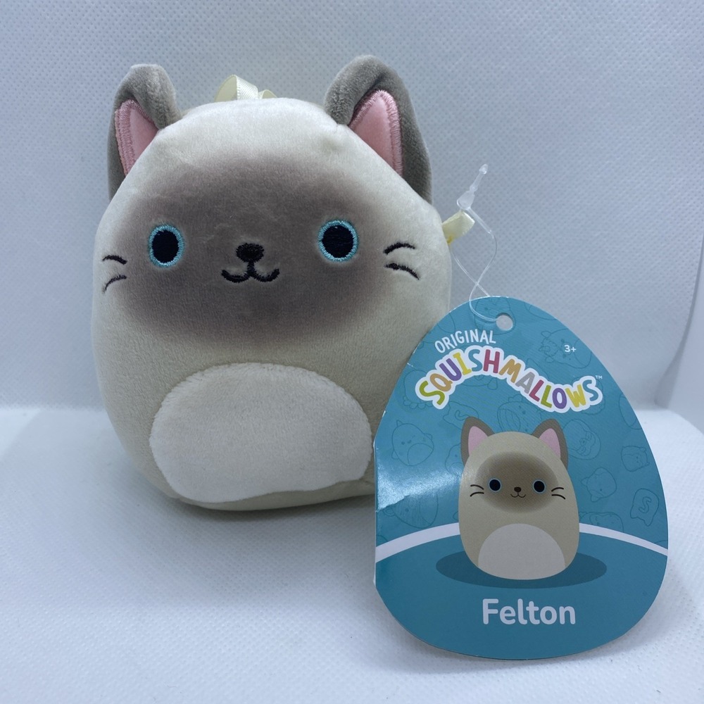 NWT Jazwares Squishmallows FELTON 4" Siamese Cat 2023 Adorable
